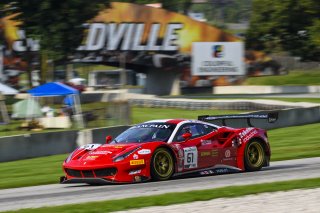 #61 Ferrari 488 GT3, Daniel Serra, Toni Vilander, R. Ferri Motorsport, SRO Blancpain GT World Challenge America, Road America, September 2019.
 | Bob Chapman/SRO                    