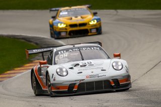 #58 Porsche 911 GT3R (991), Scott Hargrove, Patrick Long, Wright Motorsports, #96 BMW F13 M6 GT3, Naoto Takeda, Takuya Shirasaka, Turner Motorsport, SRO GT World Challenge America, Road America, September 2019. | Brian Cleary/SRO Motorsports Group