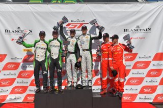 #9 Bentley Continental GT3 of Alvaro Parente and Andy Soucek 

#61 Ferrari 488 GT3 of Miguel Molina and Toni Vilander

#24 Porsche 911 GT3 R (991) of Wolf Henzler \x24 #5\

VIRginia International Raceway, Alton VA | Gavin Baker/SRO
