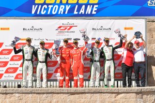 #61 Ferrari 488 GT3 of Miguel Molina and Toni Vilander 

#9 Bentley Continental GT3 of Alvaro Parente and Andy Soucek 

#3 Bentley Continental GT3 of Rodrigo Baptista and Maxime Soulet 

SRO at Sonoma Raceway, Sonoma CA | Gavin Baker/SRO

