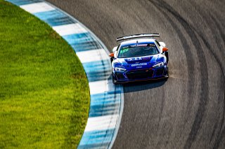 #8 Audi R8 LMS GT4 of Elias Sabo, James Sofornas, and Andy Lee, GMG Racing, GT4, SRO, Indianapolis Motor Speedway, Indianapolis, IN, September 2020.
 | Regis Lefebure/SRO                                       
