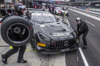 #63 Mercedes AMG GT3 of David Askew, Ryan Dalziel, and Ben Keating, DXDT Racing, GT3 Pro-Am, SRO, Indianapolis Motor Speedway, Indianapolis, IN, September 2020.
 | Brian Cleary/SRO