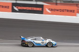 #20 Porsche 911 GT3 R of Fred Poordad, Max Root and Jan Heylen, Wright Motorsports/Robert Viglione, GT3 Silver CupSRO, Indianapolis Motor Speedway, Indianapolis, IN, September 2020.
 | Brian Cleary/SRO