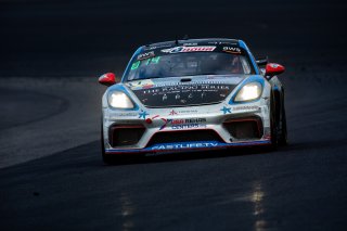 #17 Porsche 718 Cayman GT4 CS MR of Dr. James Rapport, Derek DeBoer, and Andy Lally, TRG-The Racers Group, GT4, SRO, Indianapolis Motor Speedway, Indianapolis, IN, September 2020.
 | Regis Lefebure/SRO                                       