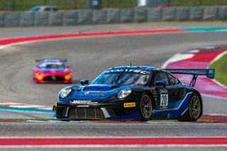 #20 Porsche 911 GT3-R (991.2) of Fred Poordad and Jan Heylen, Wright Motorsports, Pro-Am, GT World Challenge America, SRO America, Circuit of the Americas, Austin, Texas, April May 2021. | Fabian Lagunas/SRO