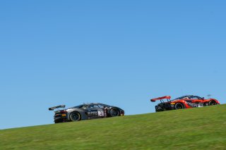 #70 McLaren 720S-GT3 of Brendan Iribe and Ollie Millroy, Inception Racing, Fanatec GT World Challenge America powered by AWS, Pro-Am, #3 Lamborghini Huracan GT3 of Jordan Pepper and Andrea Caldarelli, K-PAX Racing, Pro, SRO America, Circuit of the America | Rip Shaub/SRO    