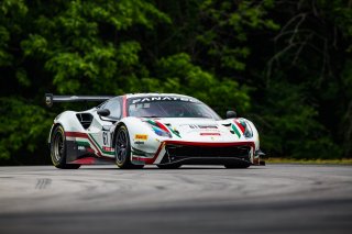 #61 Ferrari 488 GT3 of Jean-Claude Saada and Conrad Grunewald, AF Corse, Fanatec GT World Challenge America powered by AWS, Am, SRO America, Virginia International Raceway, Alton, VA, June 2021. | Fabian Lagunas/SRO