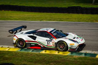 #61 Ferrari 488 GT3 of Jean-Claude Saada and Conrad Grunewald, AF Corse, Fanatec GT World Challenge America powered by AWS, Am, SRO America, Virginia International Raceway, Alton, VA, June 2021. | Fabian Lagunas/SRO