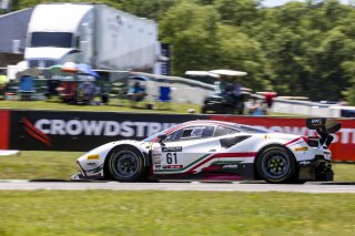 #61 Ferrari 488 GT3 of Jean-Claude Saada and Conrad Grunewald, AF Corse, Fanatec GT World Challenge America powered by AWS, Am, SRO America, Virginia International Raceway, Alton, VA, June 2021.
 | Brian Cleary/SRO