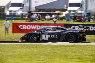 #3 Lamborghini Huracan GT3 of Andrea Caldarelli and Jordan Pepper, K-PAX Racing, GT World Challenge America, Pro, SRO America, Virginia International Raceway, Alton, VA, June 2021. | Brian Cleary/SRO