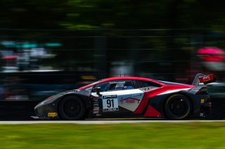 #91 Lamborghini Huracan GT3 of Jeff Burton and Vesko Kozarov, Rearden Racing, Pro-Am, GT World Challenge America, SRO America, VIRginia International Raceway, Alton, VA, June 2021. | Fabian Lagunas/SRO