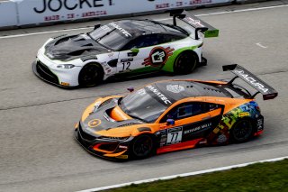 #77 Acura NSX GT3 of Michael Di Meo and Matt McMurry, Compass Racing, Fanatec GT World Challenge America powered by AWS, Pro-Am, #12 Aston Martin Vantage AMR GT3 of Drew Staveley and Frank Gannett, Ian Lacy Racing, SRO America, Road America, Elkhart Lake, | Brian Cleary/SRO