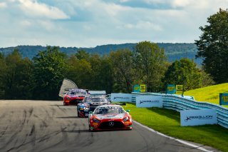 #63 Mercedes-AMG GT3 of David Askew and Ryan Dalziel, DXDT Racing, Fanatec GT World Challenge America powered by AWS, Pro-Am, SRO America, Watkins Glen International raceway, Watkins Glen, NY, September 2021.
 | SRO Motorsports Group