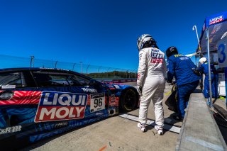#96 BMW F13 M6 GT3 of Michael Dinan and Robby Foley, Turner Motorsport, Fanatec GT World Challenge America powered by AWS, Pro, SRO America, Watkins Glen International Raceway, Watkins Glen, NY, September 2021. | Fabian Lagunas/SRO