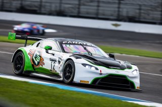 #12 Aston Martin Vantage AMR GT3 of Frank Gannett, Ian Lacy and Drew Staveley, Ian Lacy Racing, IGTC GT3 Pro-Am, SRO, Indianapolis Motor Speedway, Indianapolis, IN, USA, October 2021 | Fabian Lagunas/SRO