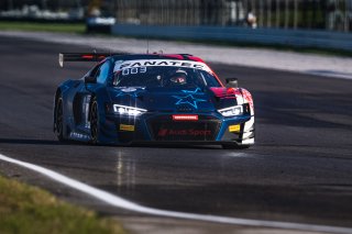 #32 Audi R8 LMS GT3 of Dries Vanthoor, Charles Weerts, and Christopher Mies, Audi Sport Team WRT, IGTC Pro, SRO, Indianapolis Motor Speedway, Indianapolis, IN, USA, October 2021 | Fabian Lagunas/SRO