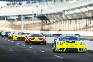 #16 Porsche GT3-R (991.2) of Adrian D'Silva, Jeff Kingsley and Nicholas Boulle, EBM Giga Racing, IGTC Pro-Am, SRO, Indianapolis Motor Speedway, Indianapolis, IN, USA, October 2021 | Fabian Lagunas/SRO
