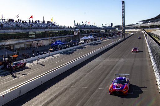#19 Mercedes-AMG GT3 of Erin Vogel, Thomas Merrill, and Michael Cooper, DXDT Racing, GTWCA Pro-Am, IGTC GT3 Pro-Am, SRO, Indianapolis Motor Speedway, Indianapolis, IN, USA, October 2021 | Brian Cleary/SRO
