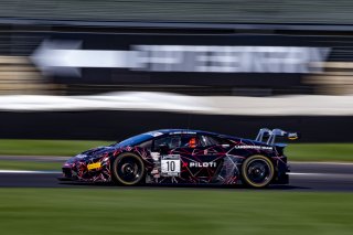 #10 Lamborghini Huracan GT3 Evo of Bill Sweedler, John Megrue, and Giacomo Altoe, TR3 Racing, IGTC GT3 Pro-Am, SRO, Indianapolis Motor Speedway, Indianapolis, IN, USA, October 2021 | Brian Cleary/SRO