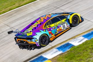 #88 Lamborghini Huracan GT3 of Jason Harward and Madison Snow, Zelus Racing, Fanatec GT World Challenge America powered by AWS, Pro-Am, SRO America, Sebring International Raceway, Sebring, FL, September 2021.
 | Brian Cleary/SRO