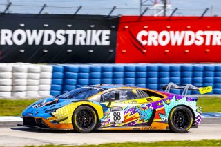 #88 Lamborghini Huracan GT3 of Jason Harward and Madison Snow, Zelus Racing, Fanatec GT World Challenge America powered by AWS, Pro-Am, SRO America, Sebring International Raceway, Sebring, FL, September 2021.
 | Brian Cleary/SRO