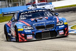 #96 BMW F13 M6 GT3 of Michael Dinan and Robby Foley, Turner Motorsport, Fanatec GT World Challenge America powered by AWS, Pro, SRO America, Sebring International Raceway, Sebring, FL, September 2021.
 | Brian Cleary/SRO