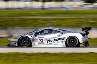 #23 Ferrari 488 GT3 of Charlie Scardina and Onofrio Triarsi, Triarsi Competizione, GT World Challenge America, AM, SRO America, Sebring International Raceway, Sebring, FL, September 2021. | Brian Cleary/SRO