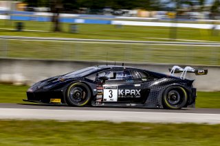 #3 Lamborghini Huracan GT3 of Andrea Caldarelli and Jordan Pepper, K-PAX Racing, GT World Challenge America, Pro, SRO America, Sebring International Raceway, Sebring, FL, September 2021. | Brian Cleary/SRO