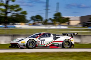 #61 Ferrari 488 GT3 of Jean-Claude Saada and Conrad Grunewald, AF Corse, Fanatec GT World Challenge America powered by AWS, Am, SRO America, Sebring International Raceway, Sebring, FL, September 2021.
 | Brian Cleary/SRO