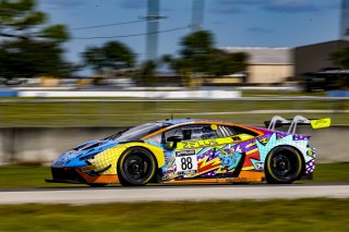 #88 Lamborghini Huracan GT3 of Jason Harward and Madison Snow, Zelus Racing, Fanatec GT World Challenge America powered by AWS, Pro-Am, SRO America, Sebring International Raceway, Sebring, FL, September 2021.
 | Brian Cleary/SRO