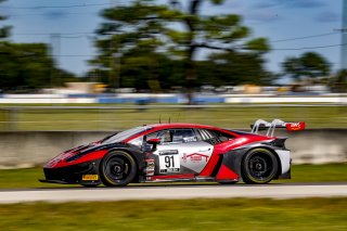 #91 Lamborghini Huracan GT3 of Jeff Burton and Vesko Kozarov, Rearden Racing, GTWCA, Pro-Am, Sebring International Raceway, Sebring, FL, September 2021. | Brian Cleary/SRO