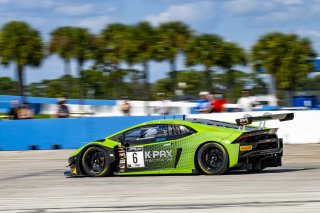 #6 Lamborghini Huracan GT3 of Corey Lewis and Giovanni Venturini, K-PAX Racing, Fanatec GT World Challenge America powered by AWS, Pro, SRO America, Sebring International Raceway, Sebring, FL, September 2021. | Brian Cleary/SRO
