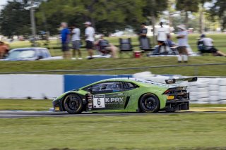 #6 Lamborghini Huracan GT3 of Corey Lewis and Giovanni Venturini, K-PAX Racing, Fanatec GT World Challenge America powered by AWS, Pro, SRO America, Sebring International Raceway, Sebring, FL, September 2021. | Brian Cleary/SRO