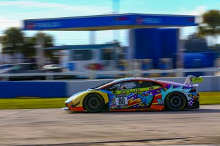 #88 Lamborghini Huracan GT3 of Jason Harward and Madison Snow, Zelus Racing, Fanatec GT World Challenge America powered by AWS, Pro-Am, SRO America, Sebring International Raceway, Sebring, FL, September 2021.
 | Dave Green/SRO              