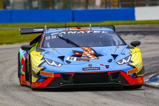 #88 Lamborghini Huracan GT3 of Jason Harward and Madison Snow, Zelus Racing, Fanatec GT World Challenge America powered by AWS, Pro-Am, SRO America, Sebring International Raceway, Sebring, FL, September 2021.
 | Dave Green/SRO              