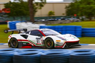#61 Ferrari 488 GT3 of Jean-Claude Saada and Conrad Grunewald, AF Corse, Fanatec GT World Challenge America powered by AWS, Am, SRO America, Sebring International Raceway, Sebring, FL, September 2021.
 | Dave Green/SRO              