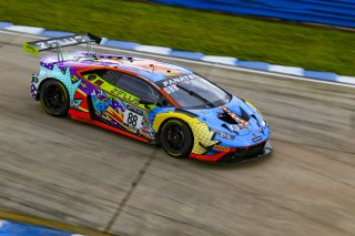 #88 Lamborghini Huracan GT3 of Jason Harward and Madison Snow, Zelus Racing, Fanatec GT World Challenge America powered by AWS, Pro-Am, SRO America, Sebring International Raceway, Sebring, FL, September 2021.
 | Dave Green/SRO              