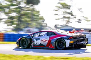 #91 Lamborghini Huracan GT3 of Jeff Burton and Vesko Kozarov, Rearden Racing, GTWCA, Pro-Am, Sebring International Raceway, Sebring, FL, September 2021. | Dave Green/SRO              