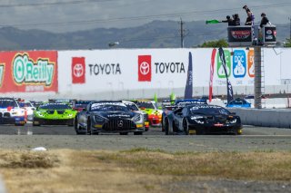race 1 start, #1 Lamborghini Huracan GT3 of Jordan Pepper and Andrea Calderelli, K-Pax Racing, GT World Challenge America, Pro, SRO America, Sonoma Raceway, Sonoma, CA, April  2022.
 | RegisLefebure/SRO