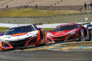 #43 Acura NSX GT3 of Erin Vogel and Michael Cooper, RealTime Racing an GT World Challenge America, Pro-Am, SRO America, Sonoma Raceway, Sonoma, CA, April  2022.d #93 Acura NSX GT3 of Ashton Harrison and Mario Farnbacher, Racers Edge Motorsports, GT World  | RegisLefebure/SRO
