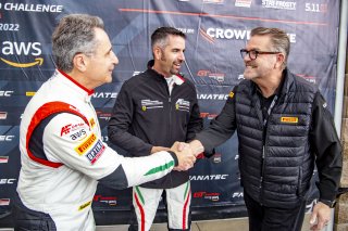 #61 Ferrari 488 GT3 of Jean-Claude Said and Conrad Grunewald, AF Corse, GT World Challenge America, Am, watch presentation, Greg Gill, Stephane Ratel, SRO America, Sonoma Raceway, Sonoma, CA, April  2022.
 | Brian Cleary/SRO