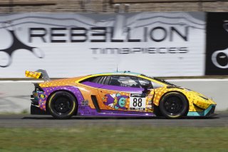 #88 Lamborghini Huracan GT3 of Jason Harward and Madison Snow, Zelus Motorsports, GT World Challenge America, Pro-Am, SRO America, Sonoma Raceway, Sonoma, CA, April  2022.
 | Brian Cleary/SRO