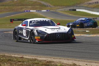 #6 Mercedes-AMG GT3 of Steven Aghakhani and Loris Spinelli, US Racetronics, GT World Challenge America, Pro, SRO America, Sonoma Raceway, Sonoma, CA, April  2022.
 | Brian Cleary/SRO