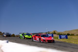 #93 Acura NSX GT3 of Ashton Harrison and Mario Farnbacher, Racers Edge Motorsports, GT World Challenge America, Pro-Am, #3 Lamborghini Huracan GT3 of Misha Goikhberg and Giacomo Altoe. K-Pax Racing, SRO America, Sonoma Raceway, Sonoma, CA, April  2022.
 | RegisLefebure/SRO