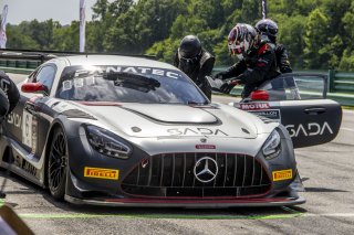 #6 Mercedes-AMG GT3 of Steven Aghakhani and Loris Spinelli, US Racetronics, GT World Challenge America, Pro, SRO America, VIR, Virginia International Rcaeway, Alton, Virginia, June 2022.
 | Brian Cleary/SRO