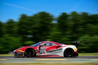 #23 Ferrari 488 GT3 of Onofrio Triarsi and Charlie Scardina, Triari Competizione, GT World Challenge America, Am, SRO America, VIR, Virginia International Rcaeway, Alton, Virginia, June 2022.
 | Fred Hardy/SRO