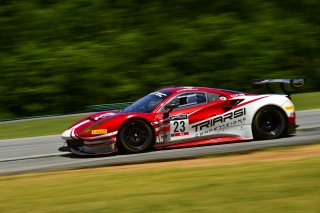 #23 Ferrari 488 GT3 of Onofrio Triarsi and Charlie Scardina, Triari Competizione, GT World Challenge America, Am, SRO America, VIR, Virginia International Rcaeway, Alton, Virginia, June 2022.
 | James Lietz/SRO