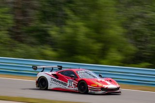 #23 Ferrari 488 GT3 of Onofrio Triarsi and Charlie Scardina, Triari Competizione, GT World Challenge America, Am, SRO America, Watkins Glen International raceway, Watkins Glen, NY, July 2022..
 | SRO Motorsports Group