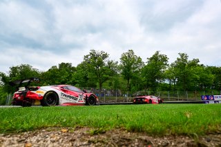 #23 Ferrari 488 GT3 of Onofrio Triarsi and Charlie Scardina, Triari Competizione, GT World Challenge America, Am, #91 Lamborghini Huracan GT3 of Jeff Burton and Corey Lewis, Zelus Motorsports, Pro-Am, SRO America, Road America, Elkhart Lake, Wisconsin, Au | Fred Hardy | SRO