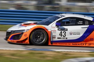 #43 Acura NSX GT3 of Erin Vogel and Michael Cooper, RealTime Racing, GT World Challenge America, Pro-Am, SRO America, Sebring International Raceway, Sebring, FL, September 2021.
 | Brian Cleary/SRO